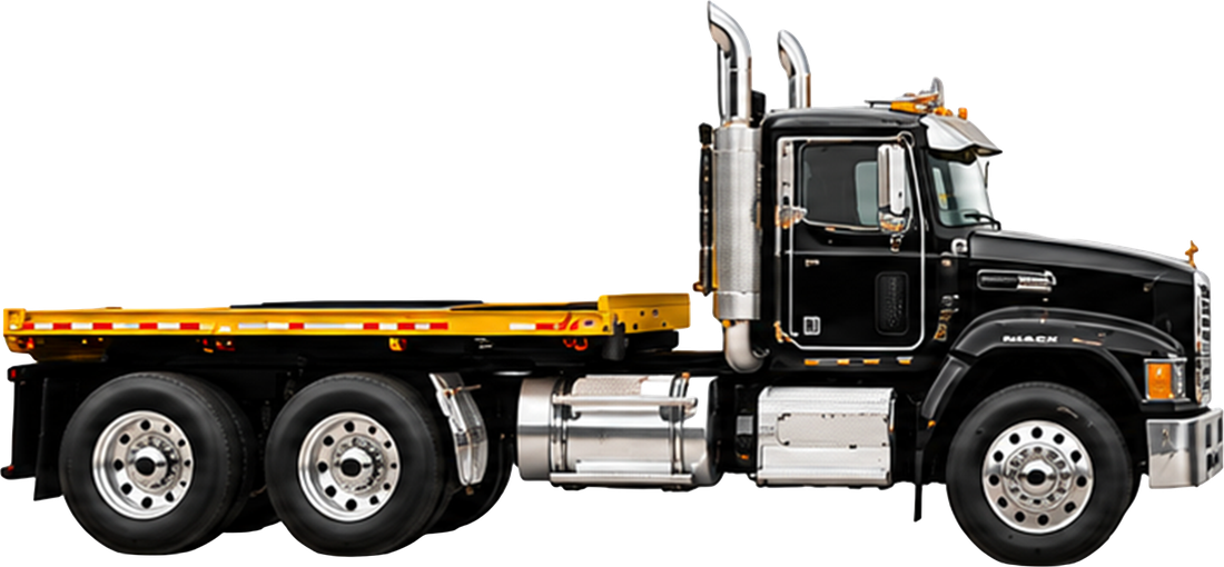Mack flatbed truck prepared for export